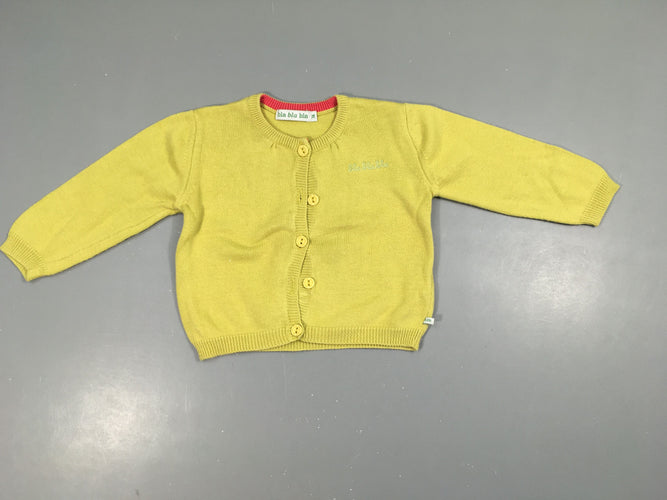 Gilet vert anis Blabla, moins cher chez Petit Kiwi