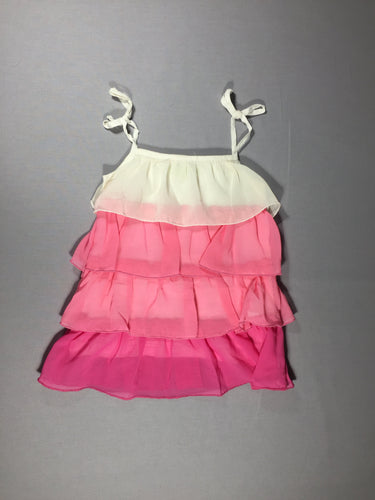 Robe fines bretelles à volants - dégradé de blanc et roses, moins cher chez Petit Kiwi
