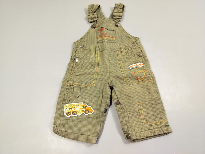 Salopette  doublée kaki à carreaux  "TK", moins cher chez Petit Kiwi