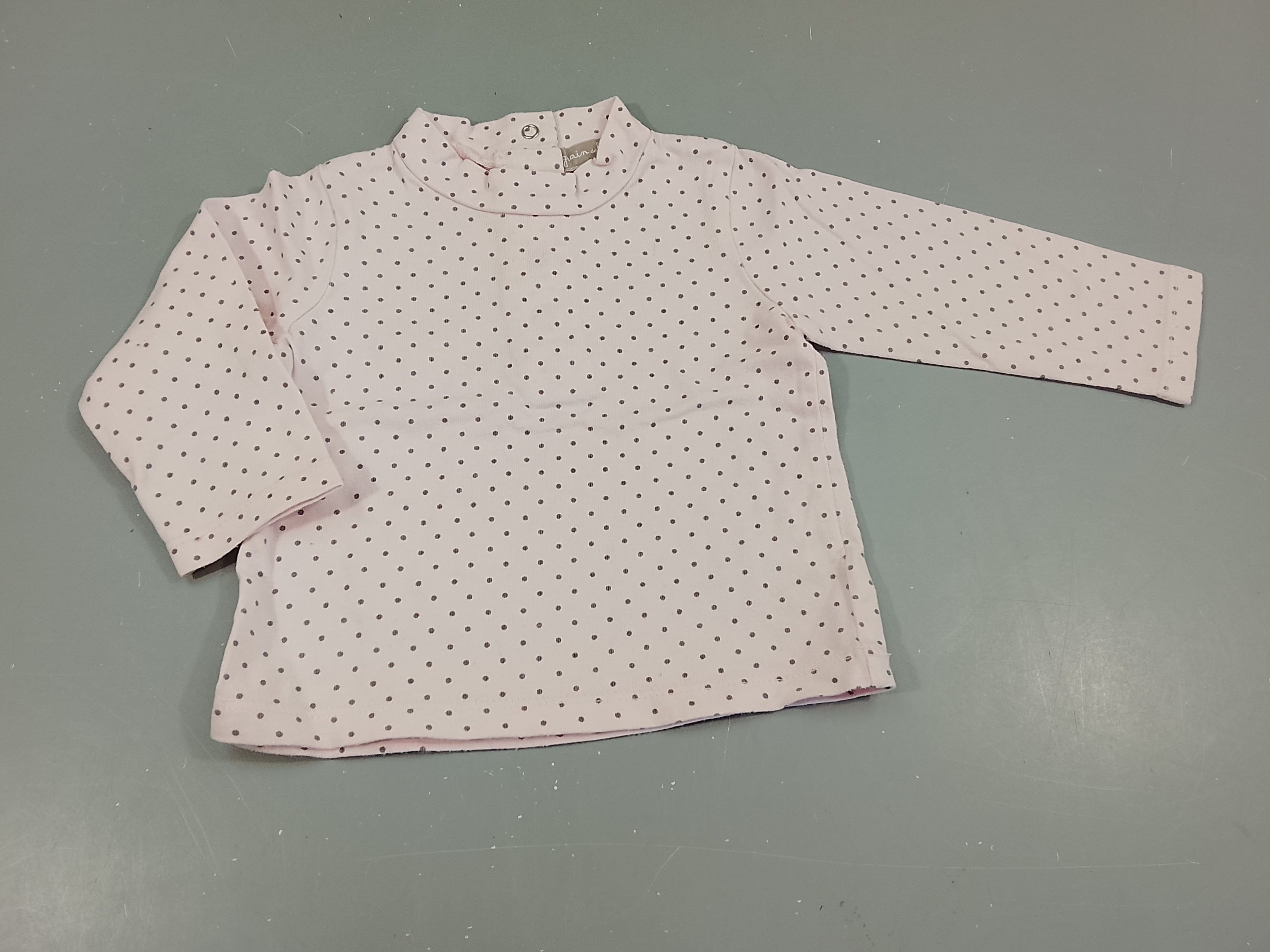 T-shirt m.l rose clair à pois gris