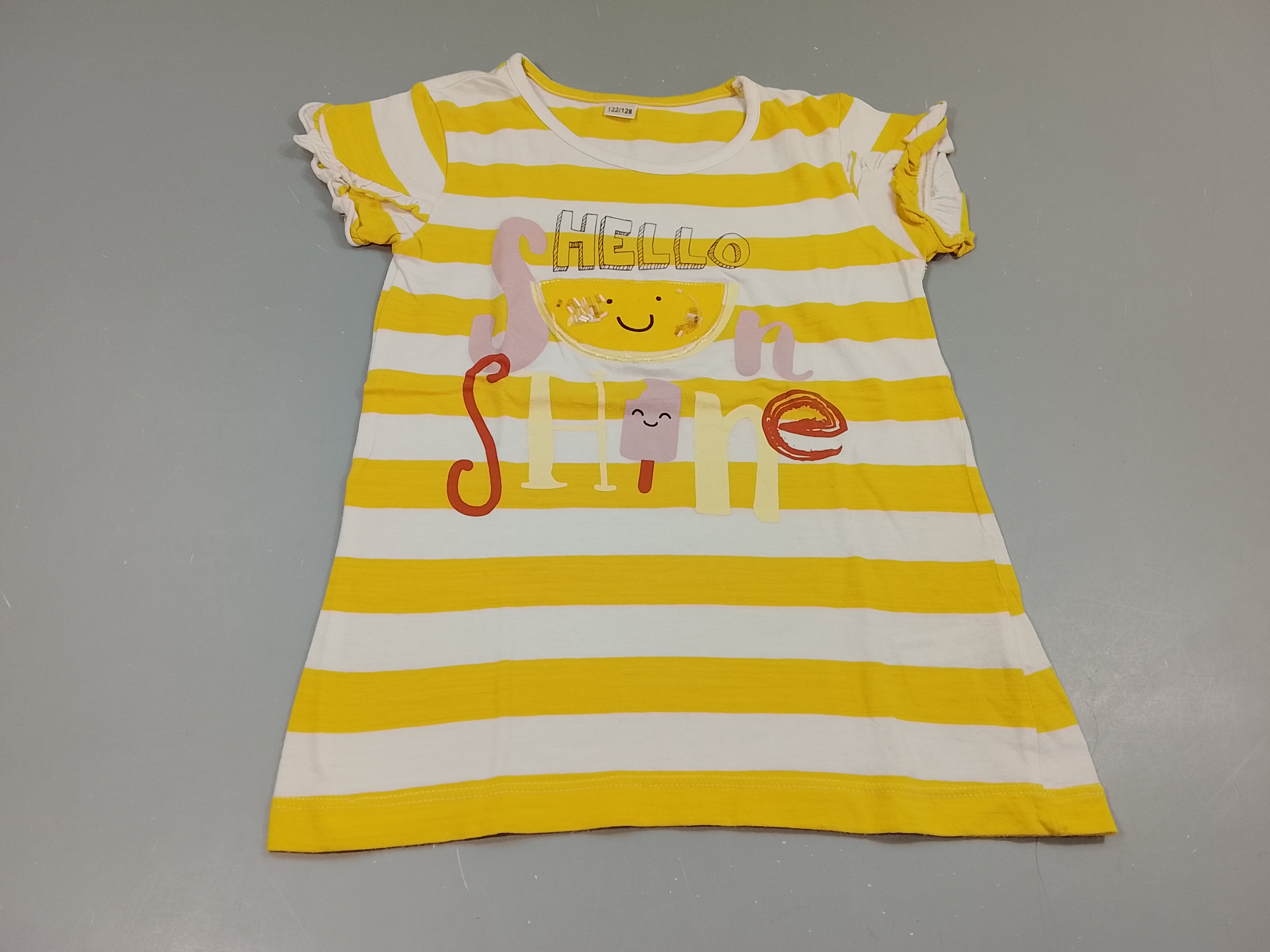 T-shirt m.c blanc rayé jaune 