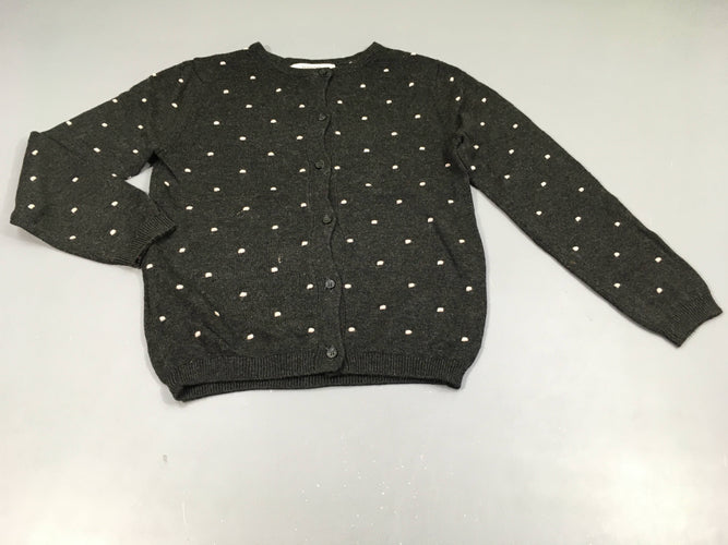 Gilet  anthracite chiné à pois blancs. A relaver, moins cher chez Petit Kiwi