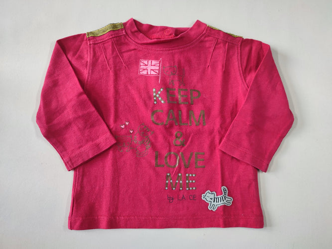 T-shirt m.l rouge "Keep calm & love me", moins cher chez Petit Kiwi