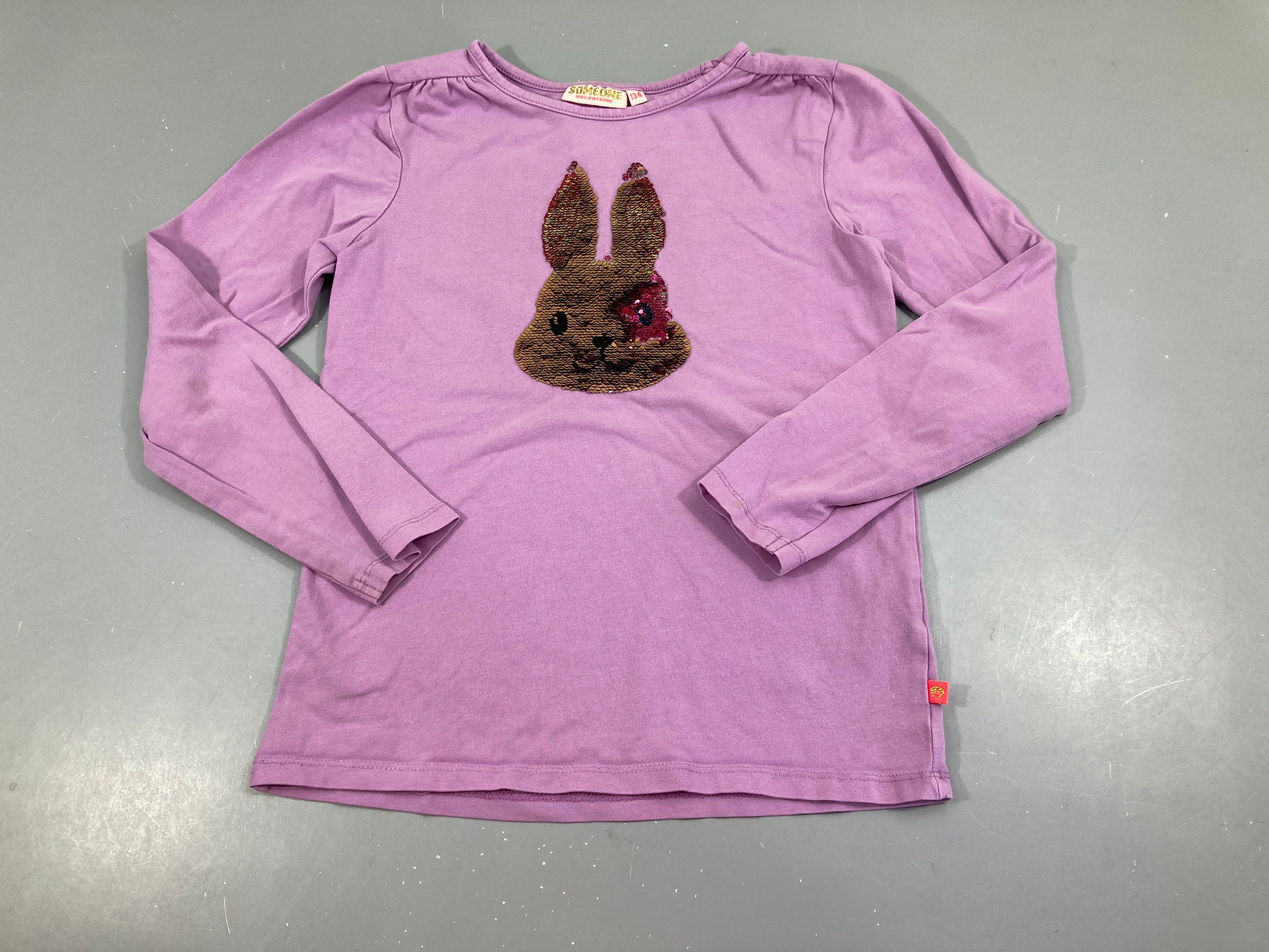T-shirt m.l mauve lapin sequins réversibles, bouloché