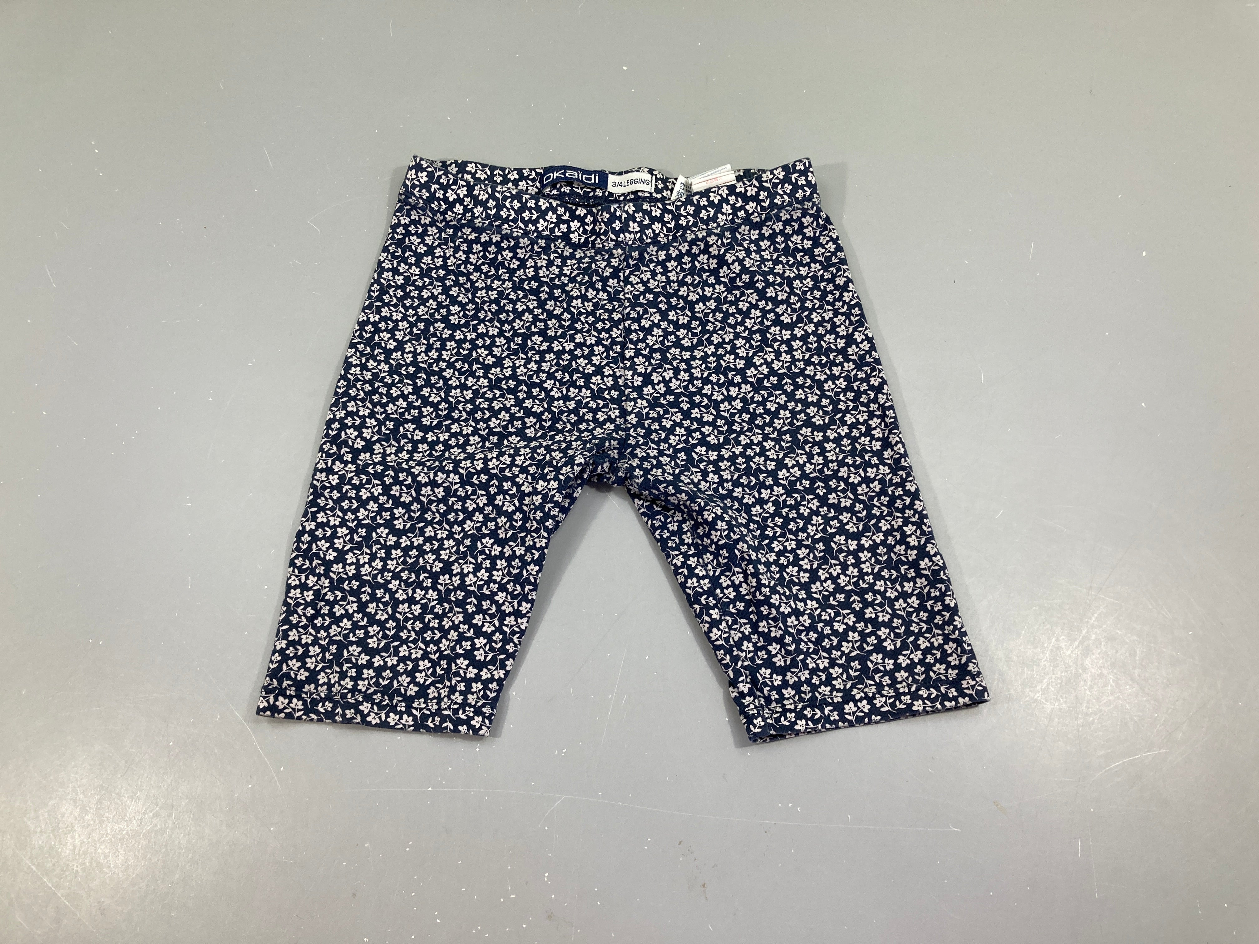 Legging 3/4 bleu marine fleurs