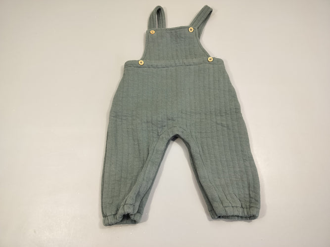 Salopette  verte texurée, cheville élastique  63% coton  37% polyester  légèrement bouloché, moins cher chez Petit Kiwi