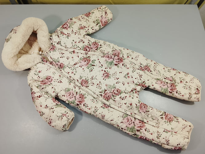 Combipilote beige motif floral, intérieur moutonné  (74-80cm), moins cher chez Petit Kiwi