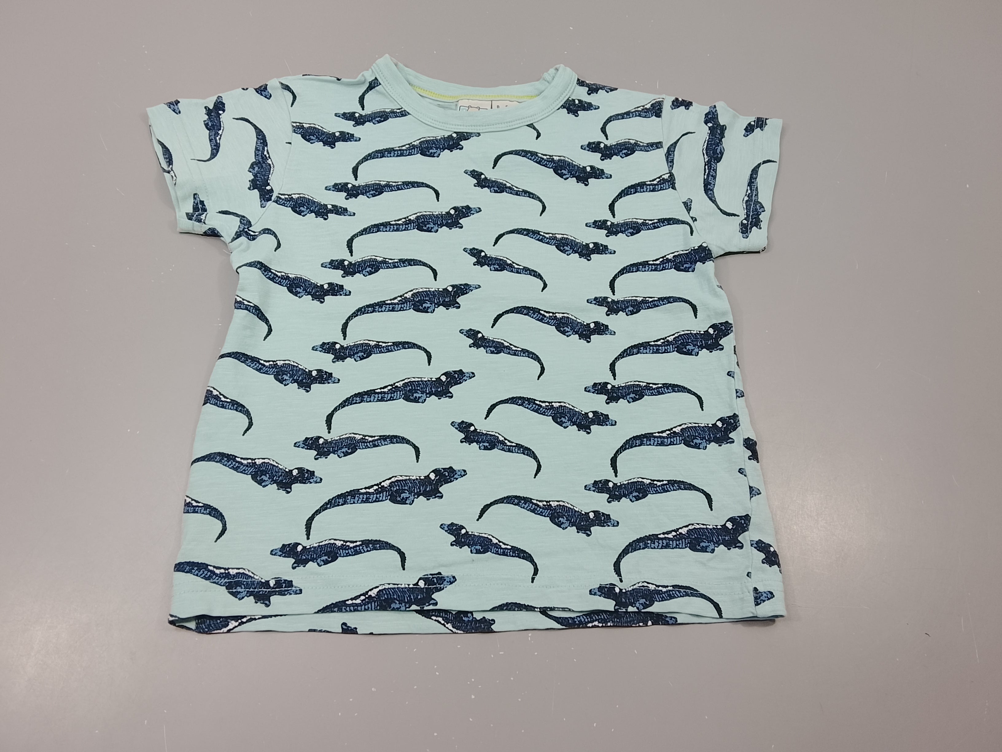 T-shirt m.c bleu clair flammé  crocodiles bleu marine