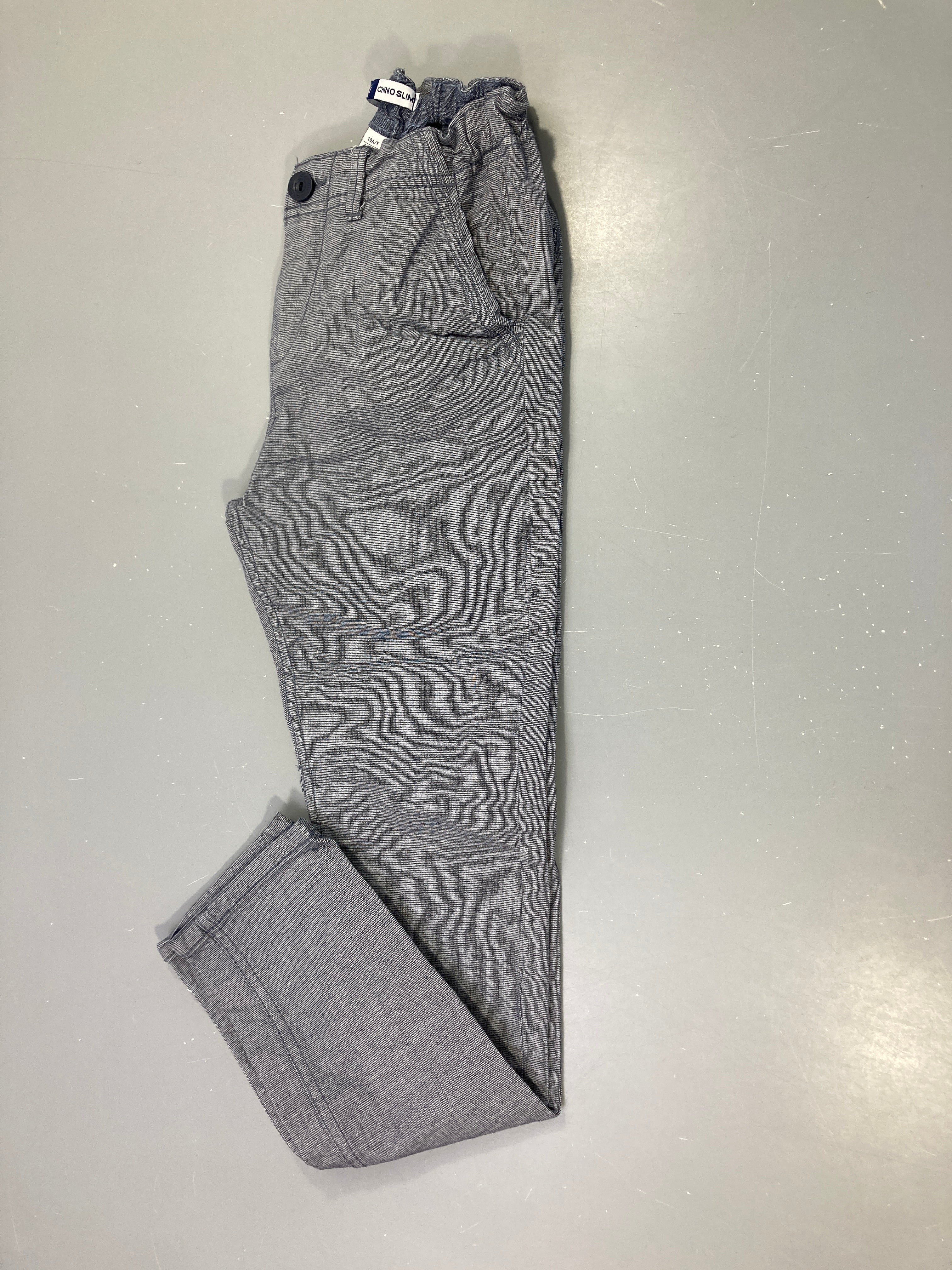 Pantalon minis careaux bleu-gris chino Slim