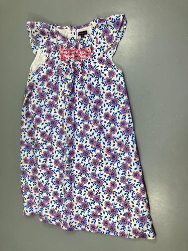 Robe m.c blanche fleurs mauves, moins cher chez Petit Kiwi