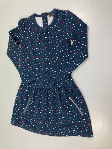 Robe m.l mousseline bleu marine coeurs, moins cher chez Petit Kiwi