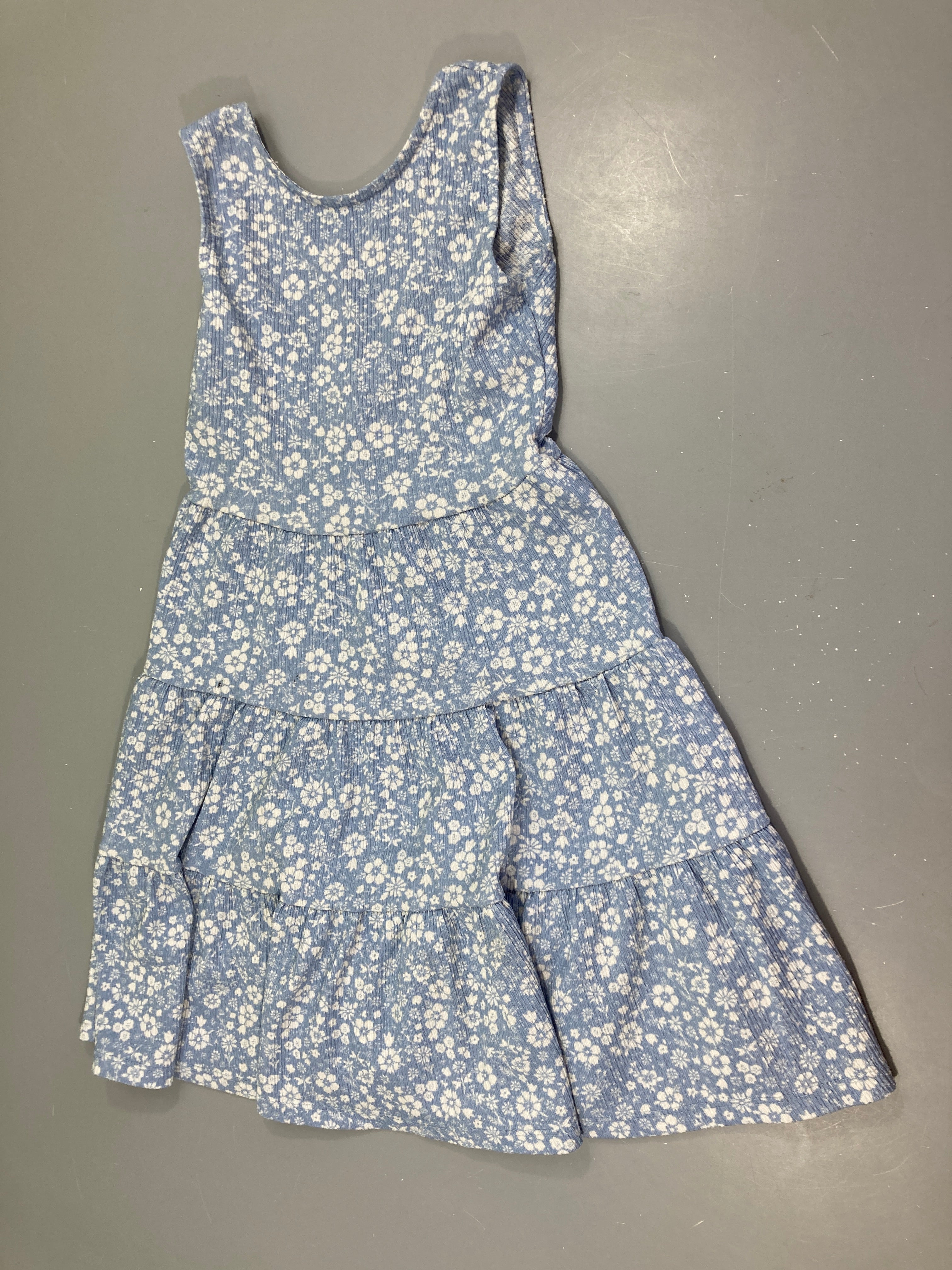 Robe s.m bleu fleurs blanches