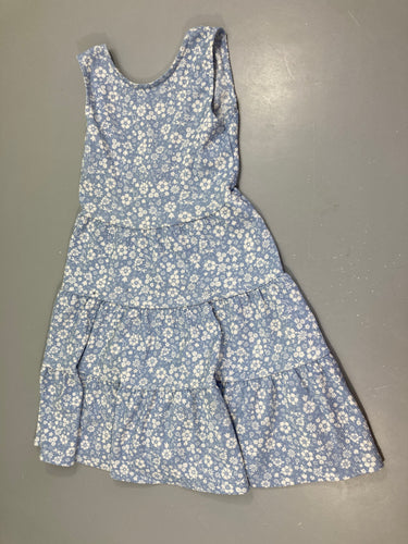 Robe s.m bleu fleurs blanches, moins cher chez Petit Kiwi