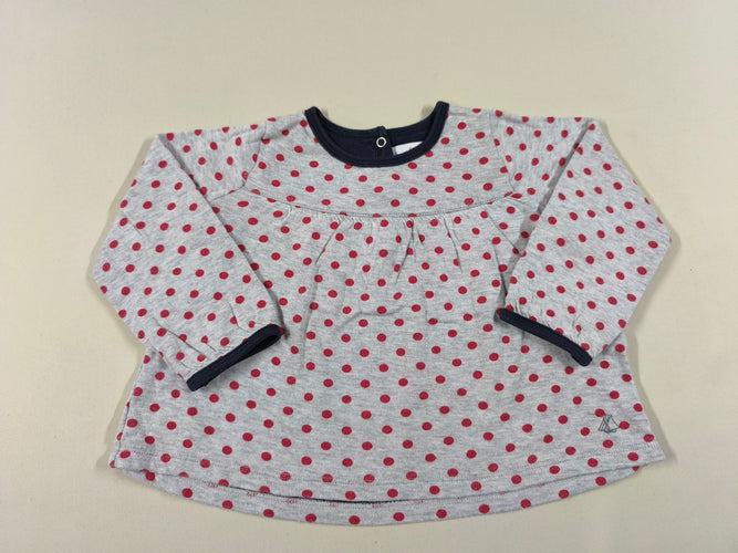 T-shirt m.l gris à pois rouges, moins cher chez Petit Kiwi