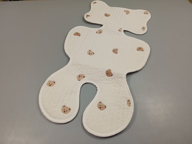 Doublure pour siège de poussette blanc texturé motifs têtes d'ours, Carlijn Kids, moins cher chez Petit Kiwi