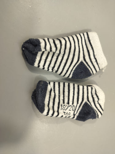 Chaussettes blanc rayé bleu marine  P 18-20, moins cher chez Petit Kiwi