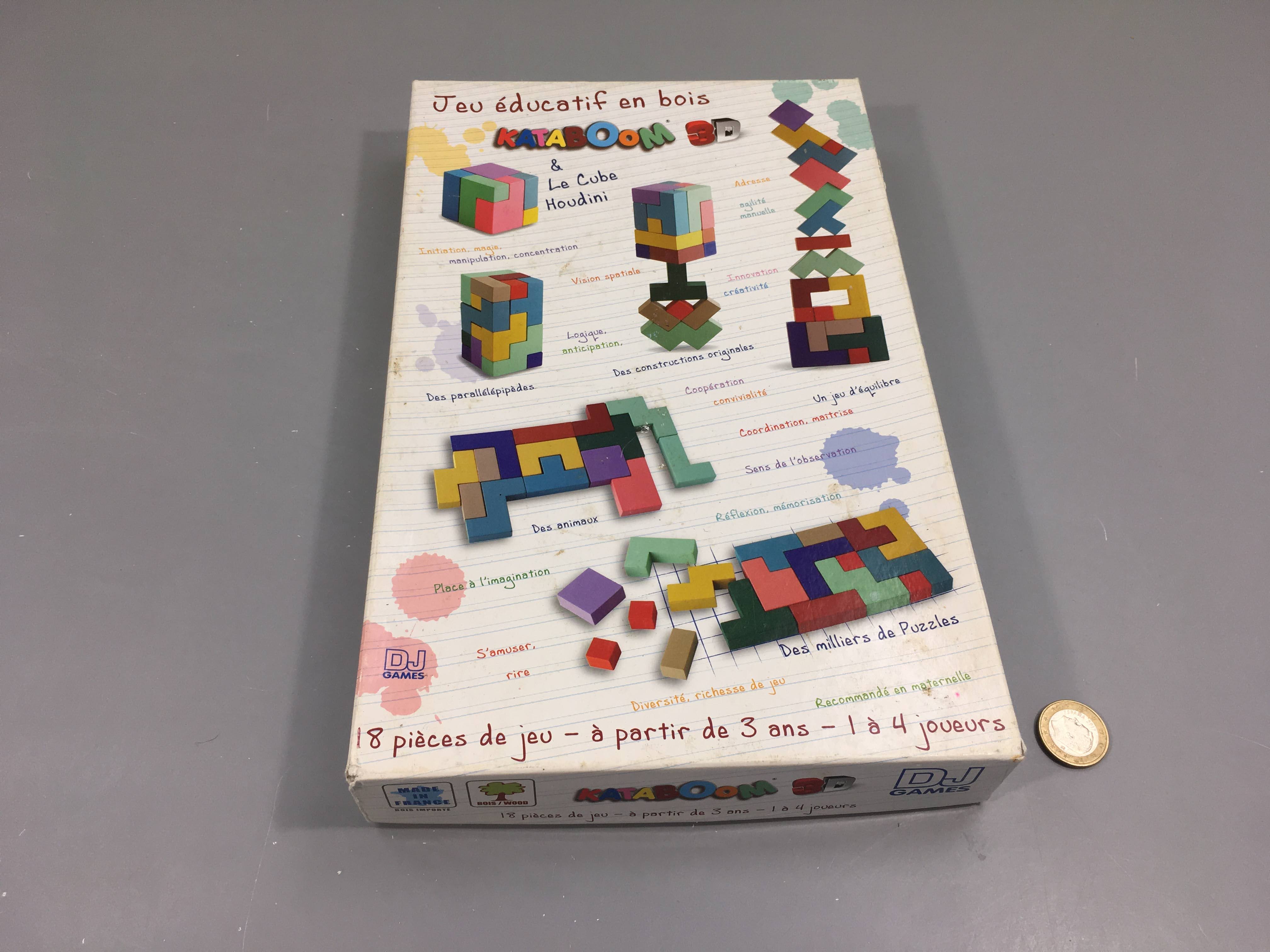 Jeu éducatif en bois Kataboom 3D Complet-Boite tachée et usée