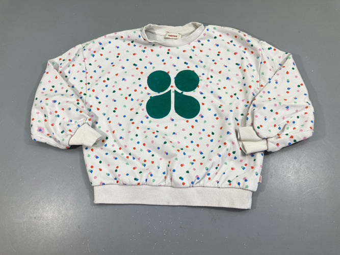 Sweat blanc pois multicolore, moins cher chez Petit Kiwi