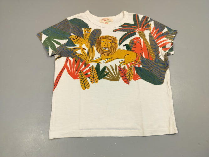 T-shirt m.c blanc motifs animaux de la jun,gle, moins cher chez Petit Kiwi