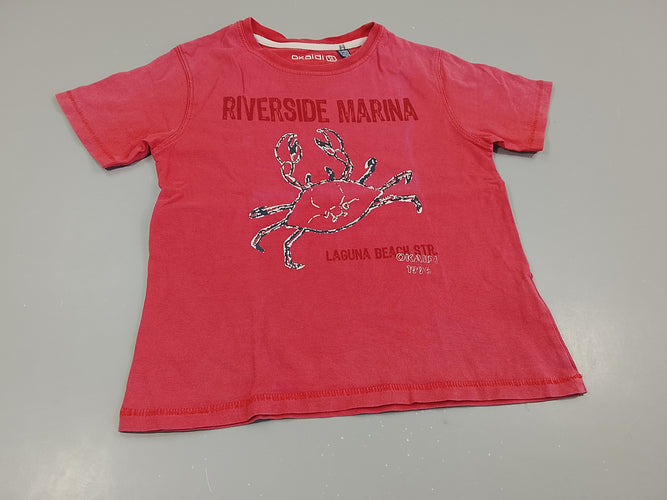 T-shirt m.c rouge clair ,crabe "Riveraide Marina", moins cher chez Petit Kiwi