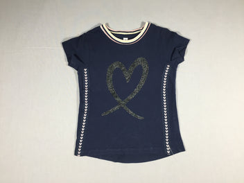 T-shirt m.c bleu marine coeur noir pailleté