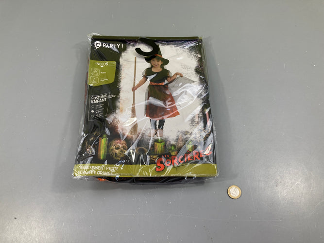 Déguisement petite sorcière orange, 6-8a, moins cher chez Petit Kiwi