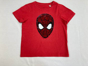 T-shirt m.c rouge Spiderman sequins réversibles, un peu bouloché