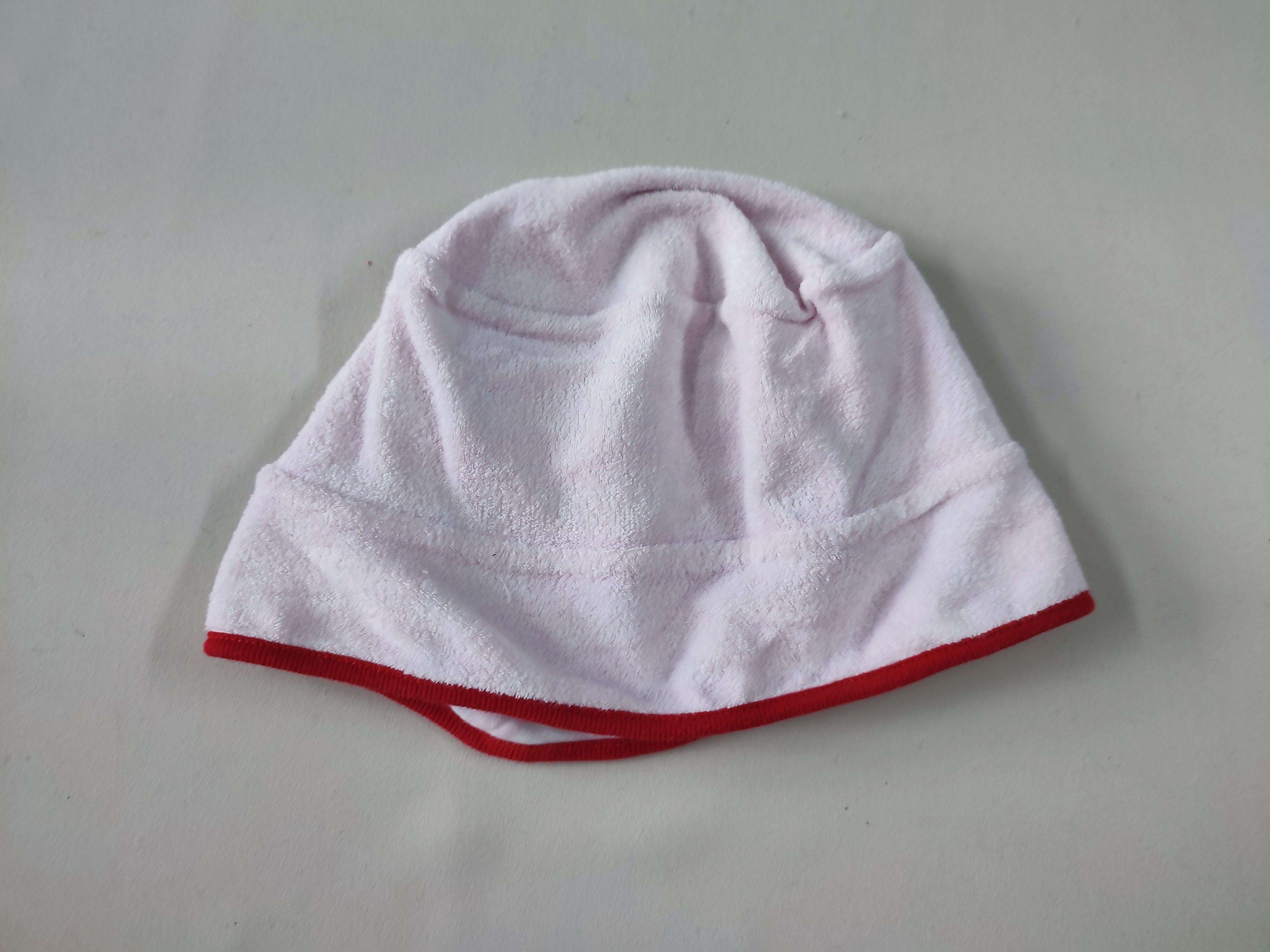 Bob réversible velours rose/jersey rayé rose et blanc, 47-49cm