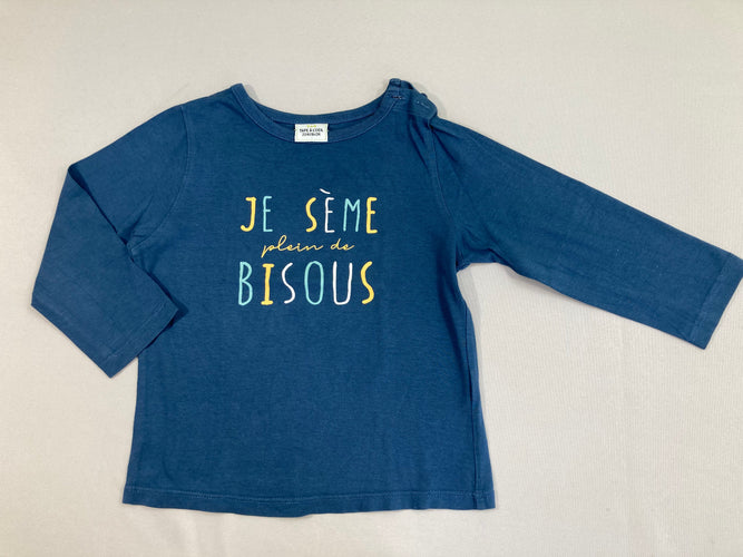T-shirt m.l bleu Bisous, moins cher chez Petit Kiwi