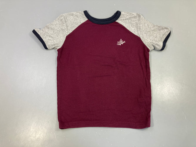 T-shirt m.c côtelé bordeaux, gris clair, moins cher chez Petit Kiwi