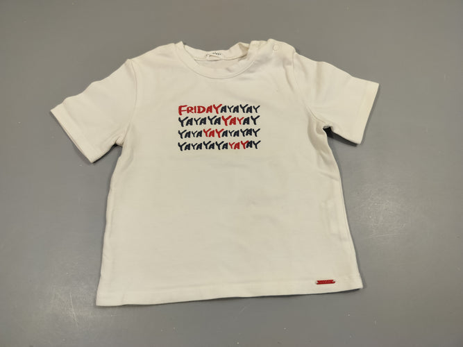 T-shirt m.c blanc "Fridayayaya..." 94% coton  6% élasthanne, moins cher chez Petit Kiwi