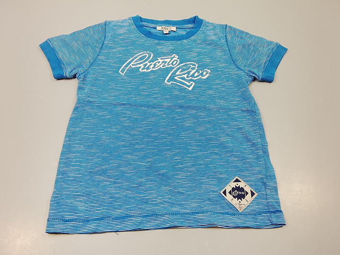 T-shirt m.c  bleu flammé blanc "Porto Rico", moins cher chez Petit Kiwi