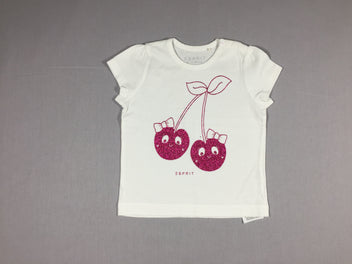 T-shirt m.c blanc cerises fushia pailletée