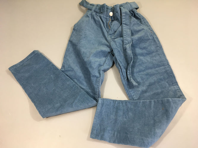 Pantalon velours bleu avec ceinture, moins cher chez Petit Kiwi
