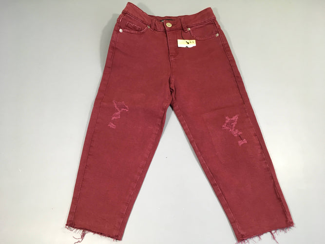 Pantalon bordeaux bas et genous effilochés, NEUF, moins cher chez Petit Kiwi