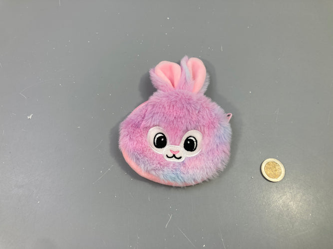 Trousse ronde peluche lapin rose, moins cher chez Petit Kiwi