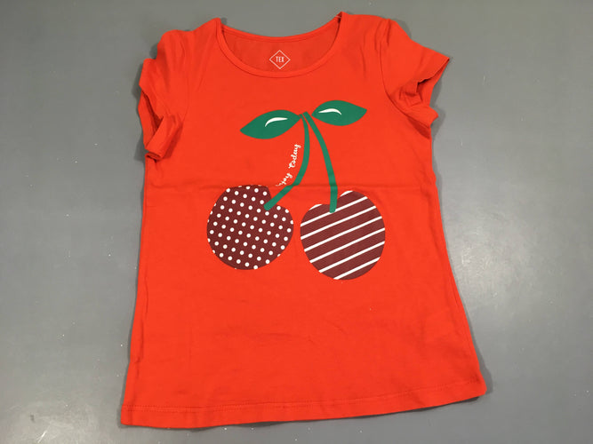T-shirt  m.c orange motids cerises, moins cher chez Petit Kiwi