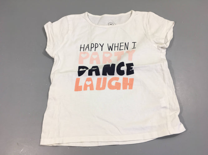 T-shirt m.c  blanc Happy Party, moins cher chez Petit Kiwi