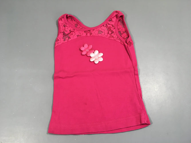 T-shirt s.m rose vif détails dentelle, moins cher chez Petit Kiwi