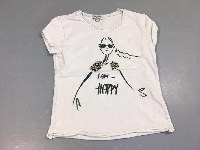T-shirt m.c blanc I'M Happy, moins cher chez Petit Kiwi