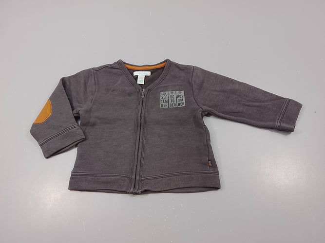 Sweat zippé gris "sep, oc,nov,,,,", moins cher chez Petit Kiwi