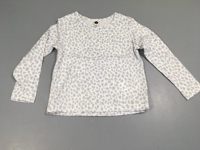 T-shirt m.l blanc et gris pailleté motifs léopard, NEUF, moins cher chez Petit Kiwi