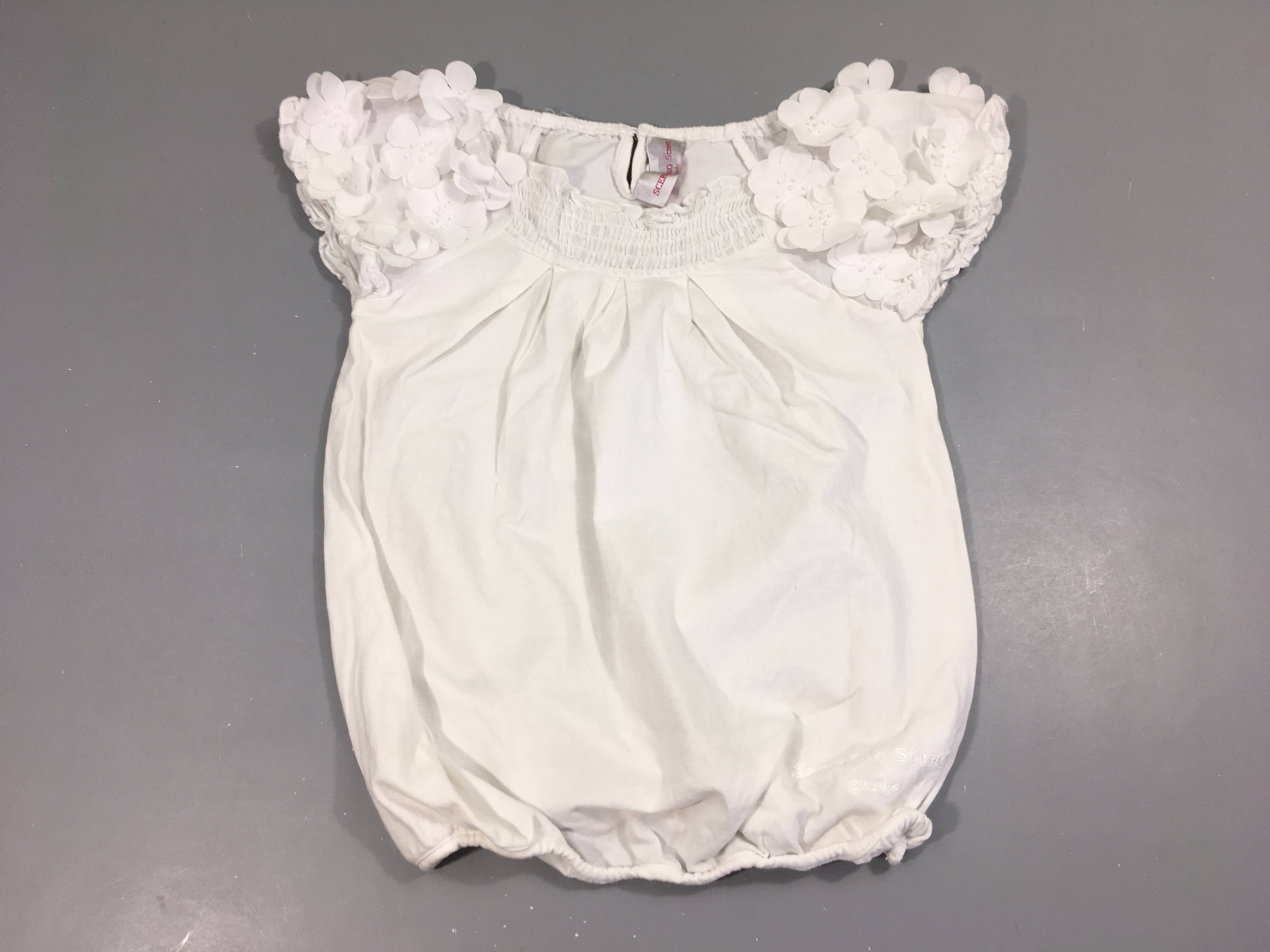 T-shirt m.c blanc manches avec fleurs , SCERVINO