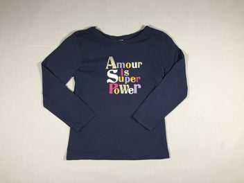 T-shirt m.l bleu marine Amour is super power
