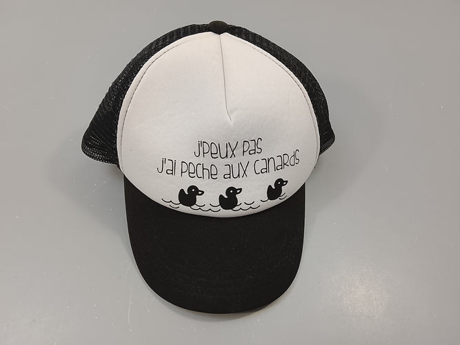 Casquette Kipro&co  noir et blanc "J'peux pas, j'ai pêche aux canards", moins cher chez Petit Kiwi