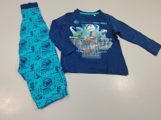 Pyjama 2pcs jersey  bleu marine, bleu dinosaures Jurassic worldv TEAM UP, moins cher chez Petit Kiwi