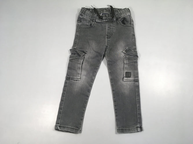 Pantalon cargo denim gris foncé, moins cher chez Petit Kiwi