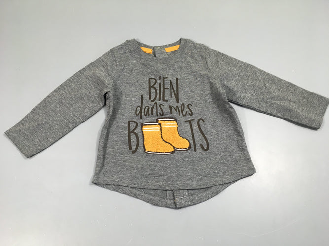 T-shirt m.l pressions dos, gris , bottes, moins cher chez Petit Kiwi