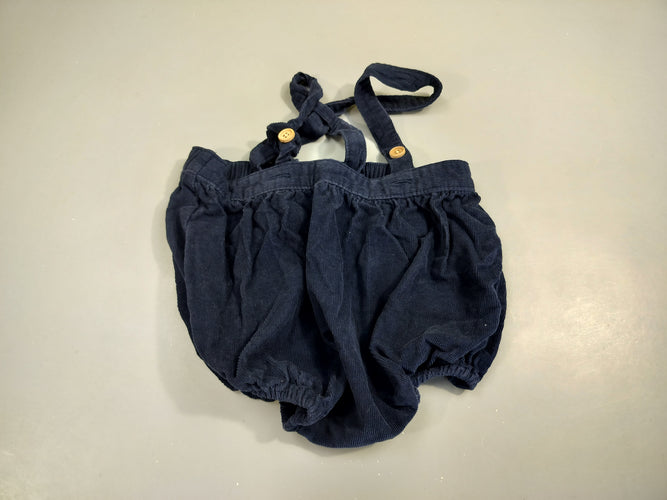 Short style bloomer velours côtelé bleu marine avec bretelles  100% coton, moins cher chez Petit Kiwi