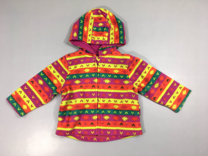 Polar zippé à capuche rayé couleur, moins cher chez Petit Kiwi